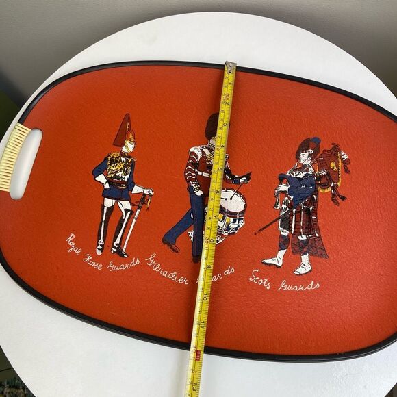 Chianti Vintage 3 Royal Guards Pattern Serving Pottery Tray Orange & Black - Picture 9 of 10